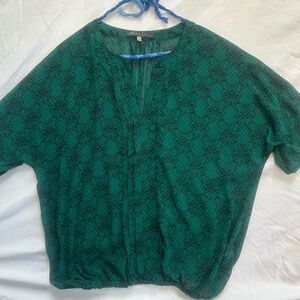 Rose & Olive Teal Blouse with Blue Accent